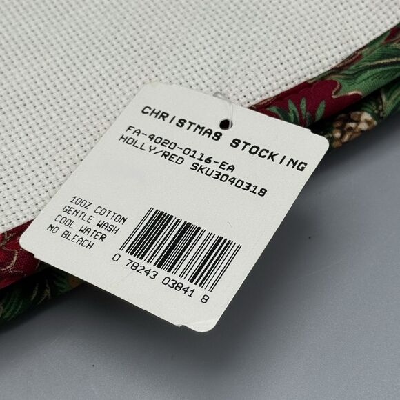 Charles Craft Red Holly Christmas Stocking Cross Stitch Cuff Project USA 15" L - Picture 8 of 8